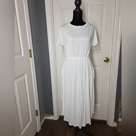 White Midi Soft Knit Dress Womens Small - Picture 1 of 7
